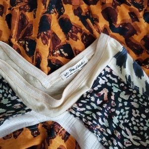 Free people mixed print t shirt top XS S M new